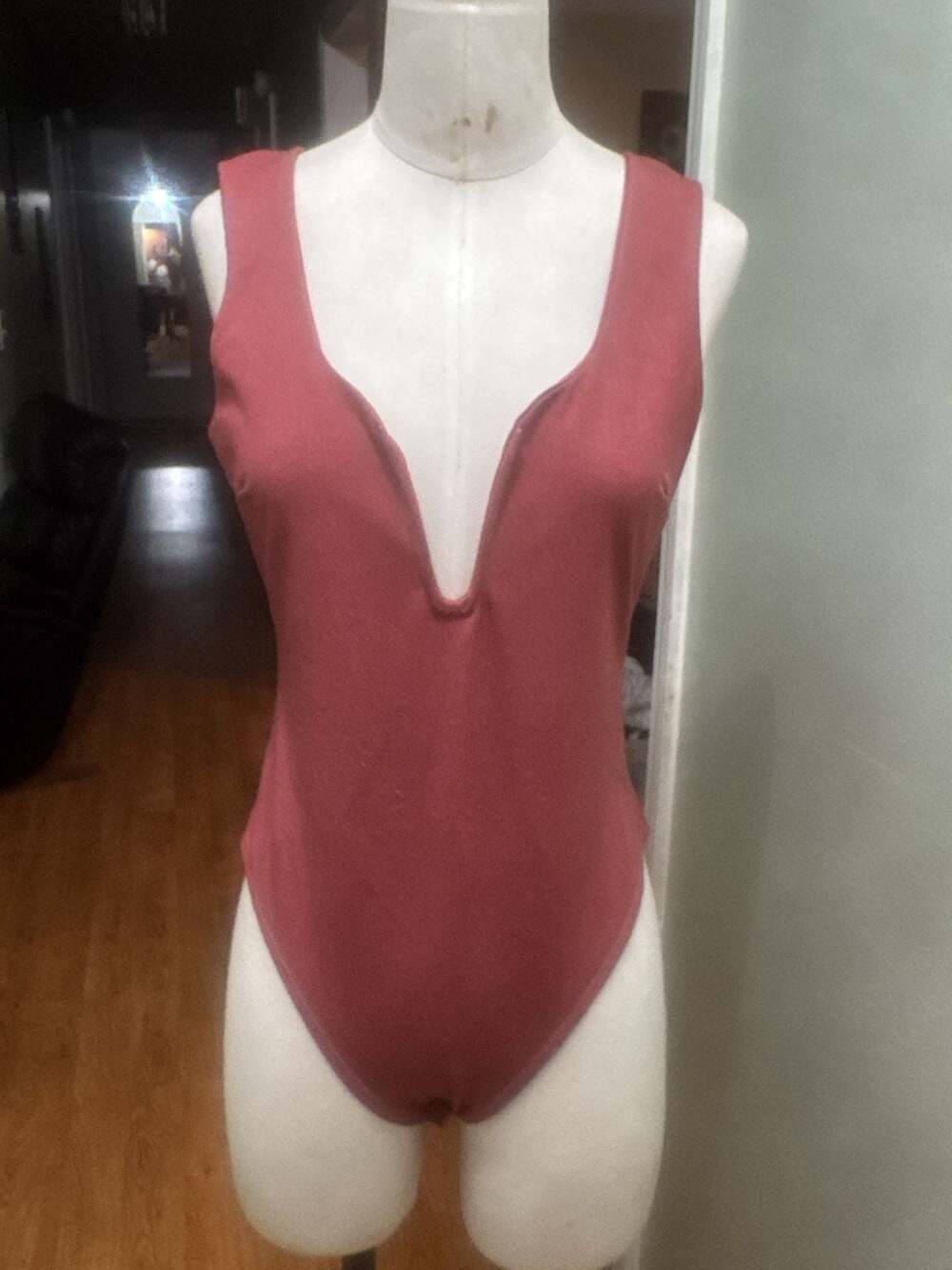 New Mode USA Sleeveless Deep V-Neck Bodysuit